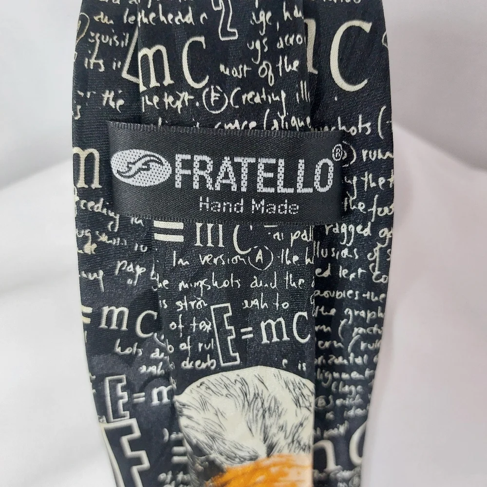 FRATELLO ALBERT EINSTIEN‎ Mens Necktie Black Print Handmade Tie 58